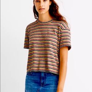 Madewell Textured Easy Crop Striped Pocket Tee Med